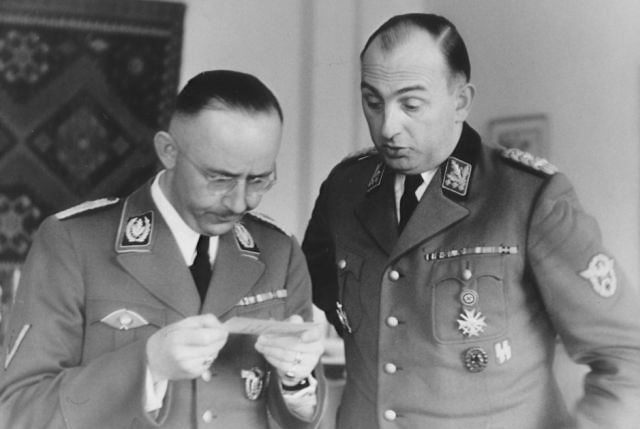 Heinrich Himmler with Chief of the Ordnungspolize, Kurt Daluege at SS headquarters in Hegew